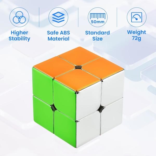 ABS Plastic Mini Magnetic Rubik'S Cube Mirror Reflective 2x2 Speed Cube Magnetic