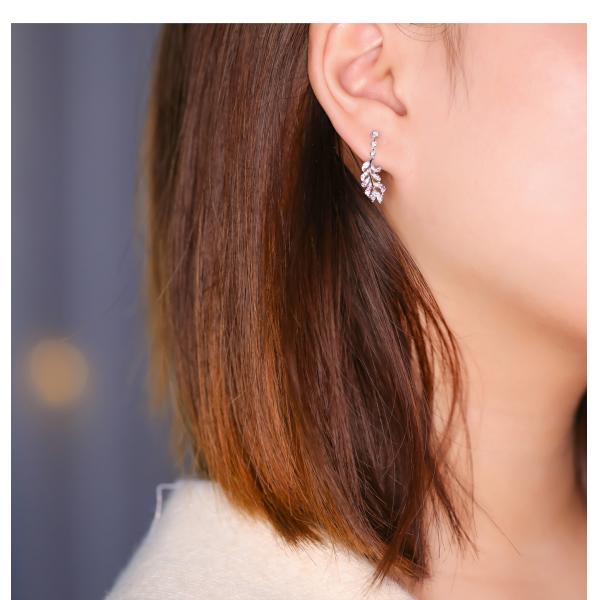 Подгонянные белые серьги стержня пера серег 0.38ct диаманта золота 18k серебряные