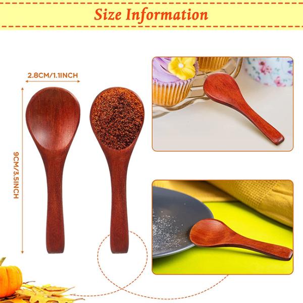 Nature Wooden Mini Tasting Condiments Salt Spoon For Kitchen Cooking 30 Pieces