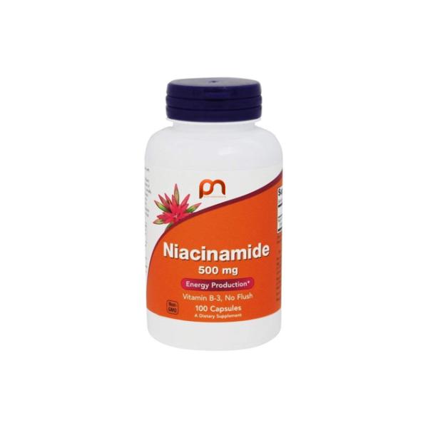 Health Glow Niacinamide 500mg Capsules | 100 Count for Energy Production & No Flush Vitamin B-3 | Non-GMO Dietary Supplement