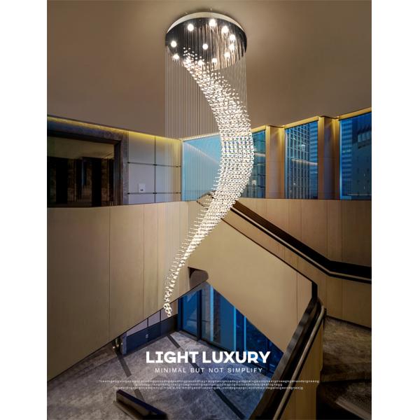 Crystal Modern Chandelier Single Spiral Ladder Foyer Chandelier crystal led pendant lights(WH-NC-34)