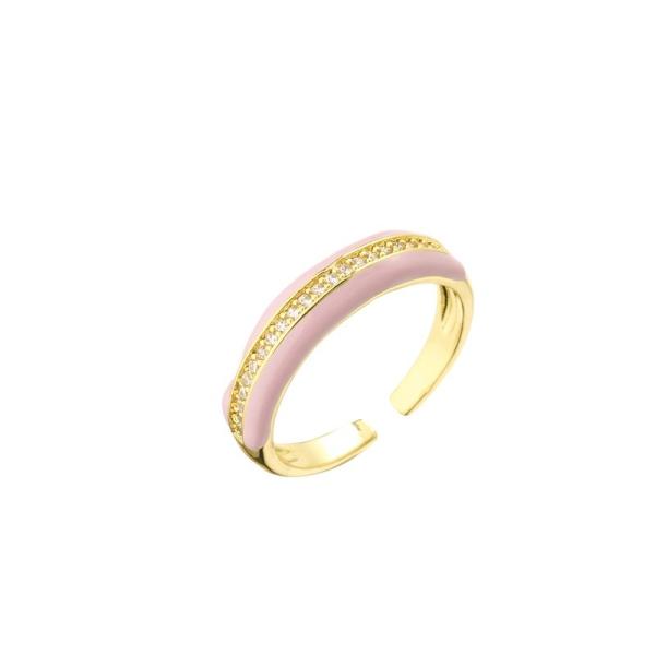 o par 18k soa o micro chapeado ouro pavimenta o anel de noivado do esmalte do zirconita