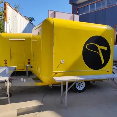 Round Shape Stainless Steel Outdoor Mobile Kitchen Trailer Fast Food Street Coffee Shop Catering Service