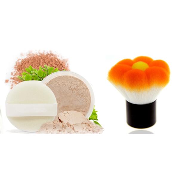 Cosmetic Kabuki Brushes Flower Shape Black Plastic Handle 80mm 60G