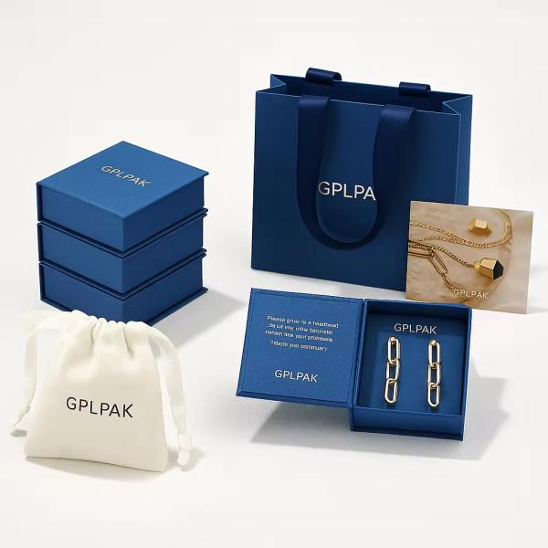 Premium Blue Book Shape Recycled Jewelry Gift Box With Cushion For Necklaces Ring