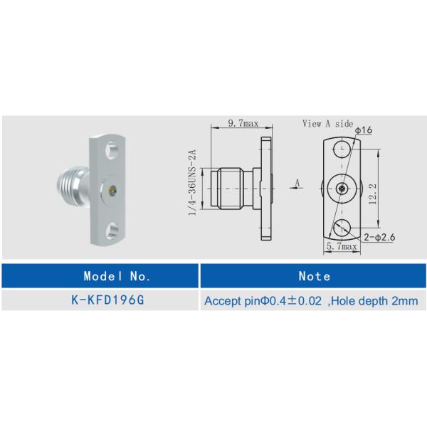 2 Holes 40GHz Flange Female RF Connector Stainless Steel Material Nickel Plated