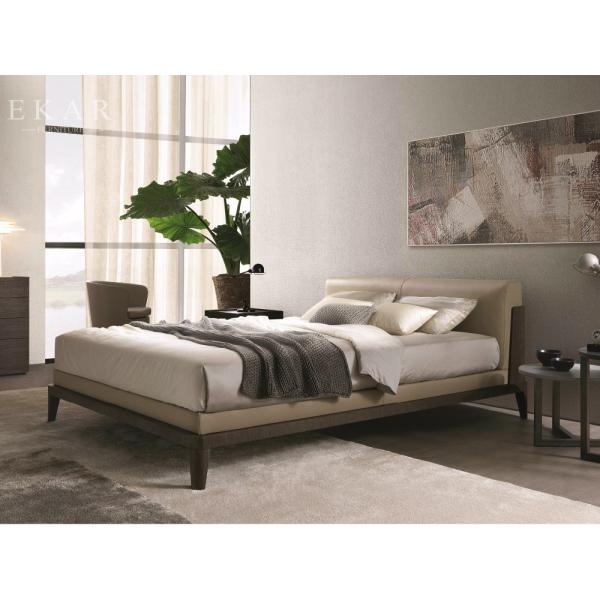 New Model Genuine Leather Simple Design Wooden Bed ZZ-BD011