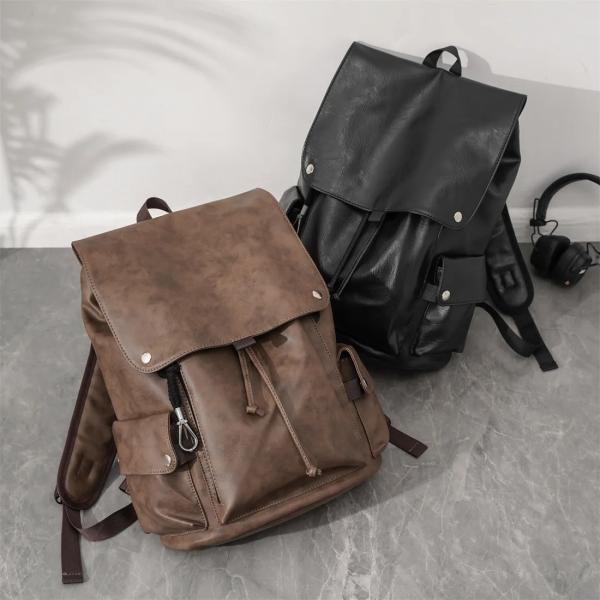 Leather Business Laptop Backpack , Daily Casual Laptop Backpack