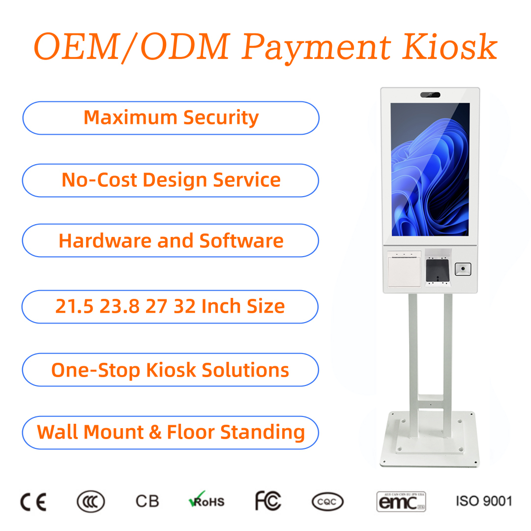 21.5 Inch Touch Screen Self Service Ordering Kiosk POS Terminal QR Code Scanner Thermal Printer for Restaurant Fast Food Chain