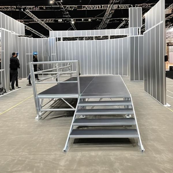 Adjustable Aluminum Folding Stage Platform With Alloy Stair Rise
