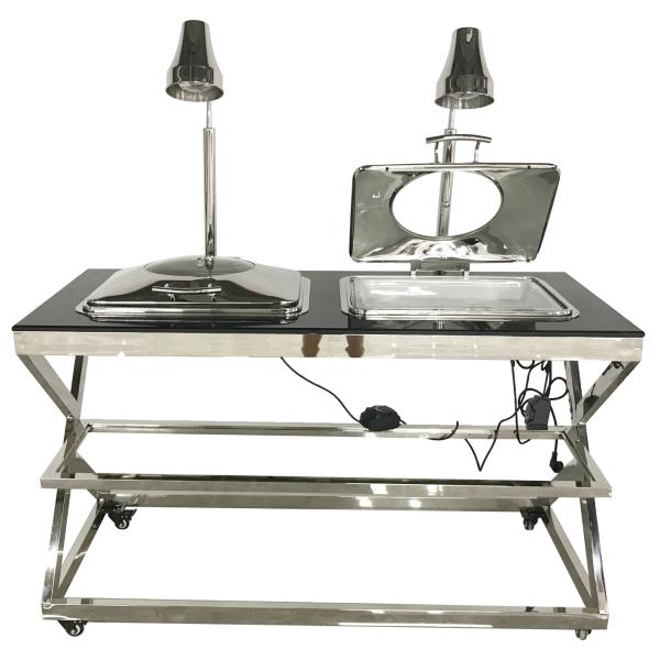 Совмещенный держатель в продолговатом ссаживая блюде с лампами жары в естественной каменной таблице с полкой