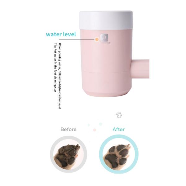 Lavadora de pies de perro rosa limpiadora de patas de cachorro de silicona limpiadora automática de patas de perro