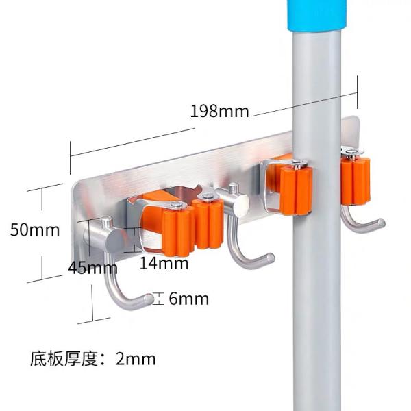Bathroom accessories stainless steel Mop Handle Holder Household Mop Handle Holder Reusable Tool Gripper Mop Broom Holder