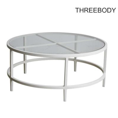 Commercial Outdoor Garden Furniture White Metal Outdoor Coffee Table / Small Patio Side Table