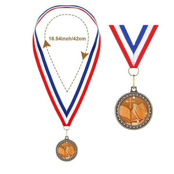 Logo personnalisé Médaille religieuse 3D en alliage de zinc émaillé Église Souvenir Médailles religieuses en argent ancien Médaille avec ruban