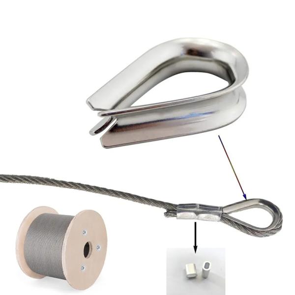 Armadura de embarcaciones de acero inoxidable cables de cable de alambre de la cuerda de pulgar con fundición de precisión