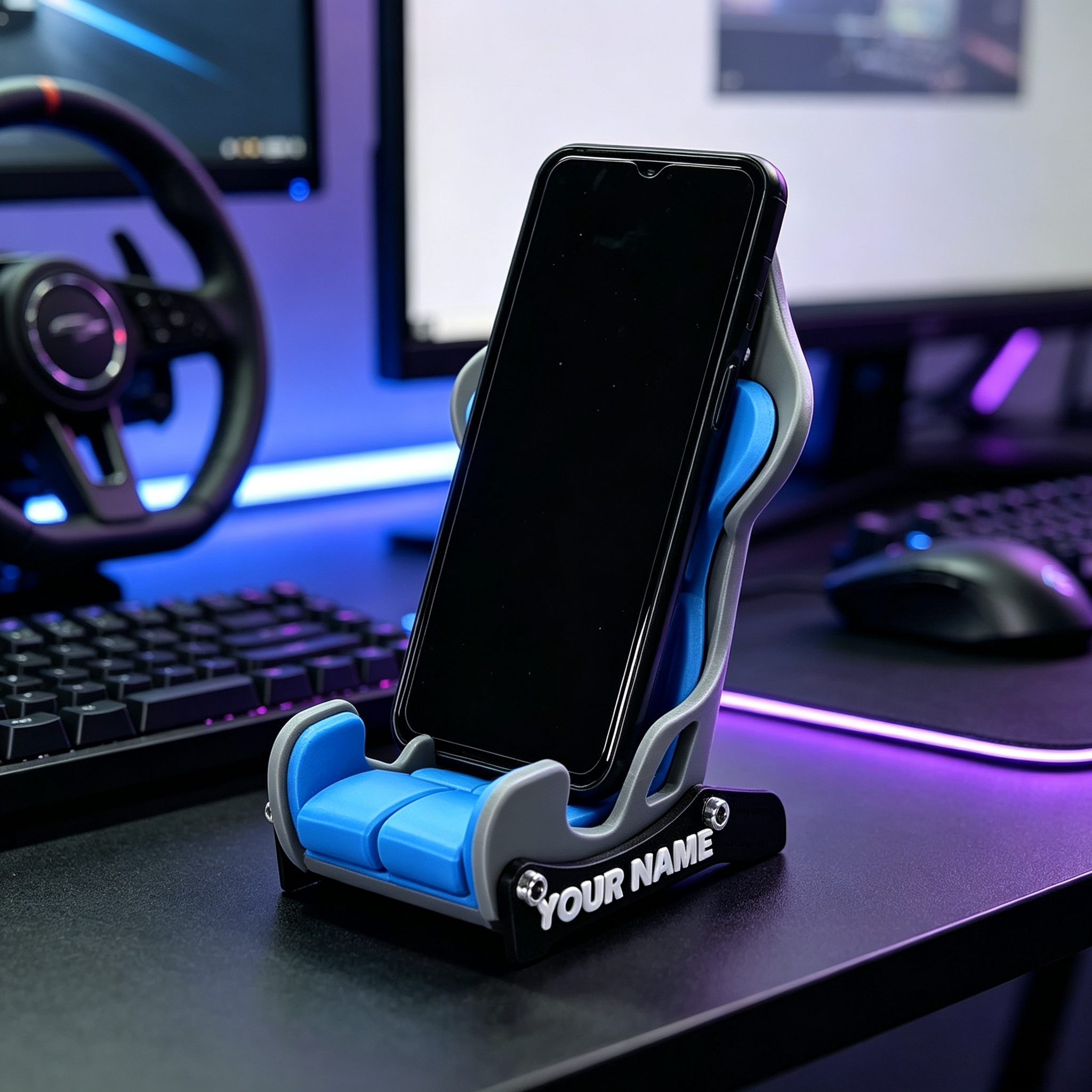 Multi Color Digital 3D Printing Custom Text Racing Seat Shape Cell Phone Holder