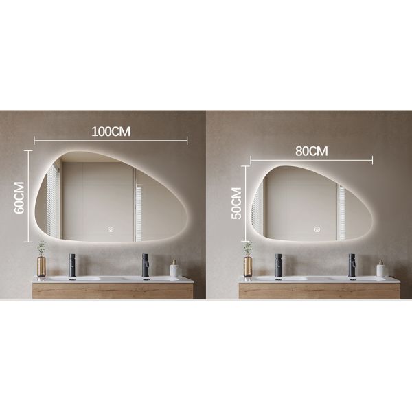 Custom Irregular Bathroom Mirror Anti Fog IP66 LED Lighted Bathroom Vanity Mirror