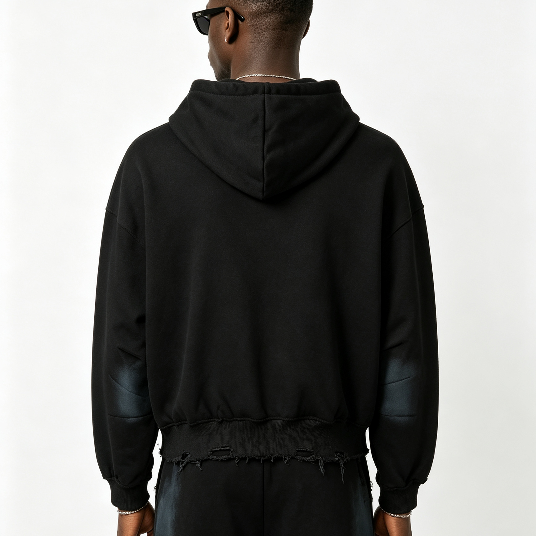 Men’s Washed Distressed Hoodie 400G Oversized Streetwear Casual Pullover Sweatshirt