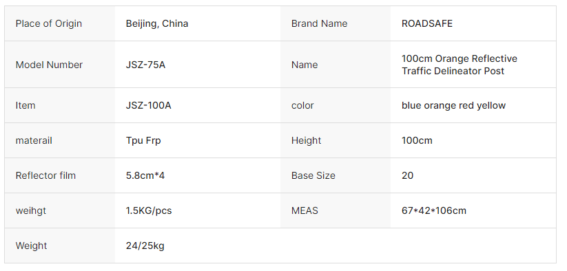 Flexible TPU FRP Fiberglass 100cm Orange Reflective Traffic Delineator Post Spring Post for Road Safety