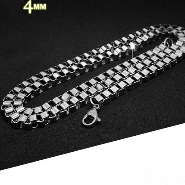 Men's 925 Silver Plated Titanium Stainless Steel  Box Chain Necklace (CE496)