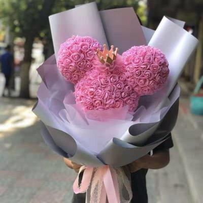 Roses Micky Mouse Head With Wrapping Paper And Gift Box For Gift Wholesale Foam ROSE  Micky Mouse