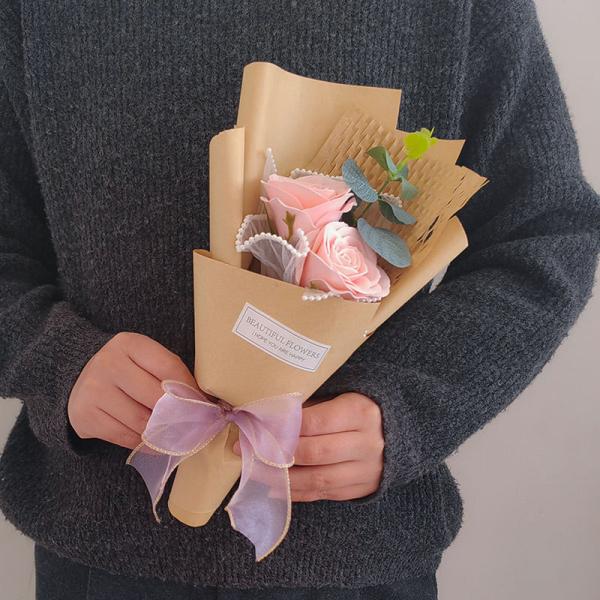 Artificial rose single bar soap bouquet, carnation everlasting flower, festival gift decoration