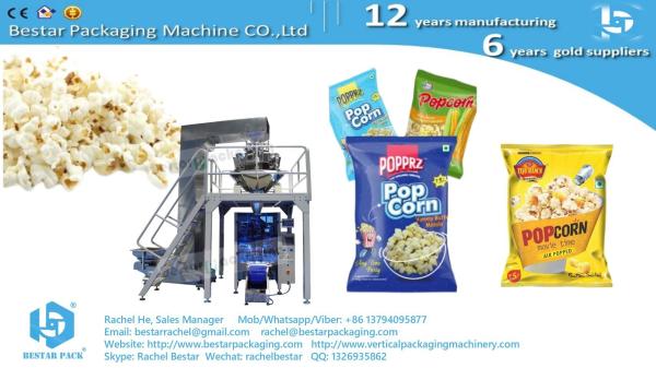Automatic popcorn packing machine with multi heads weigher