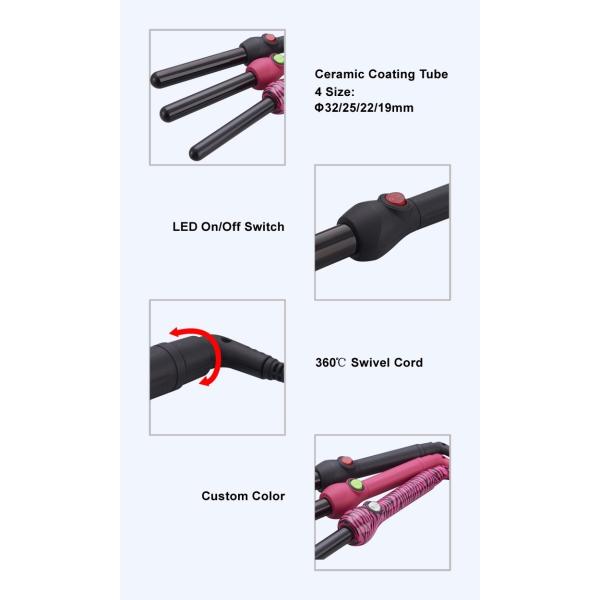 Salon LED Hair Curling Iron Aluminum Plated Curling Iron For Curly Hair