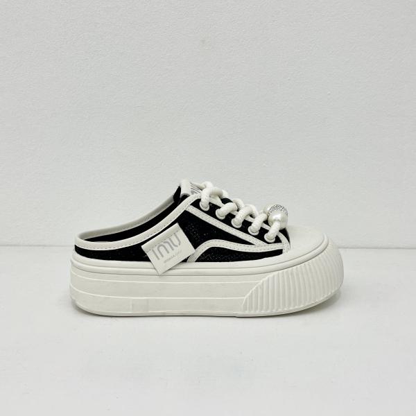 Black Canvas Mule Shoes Breathable