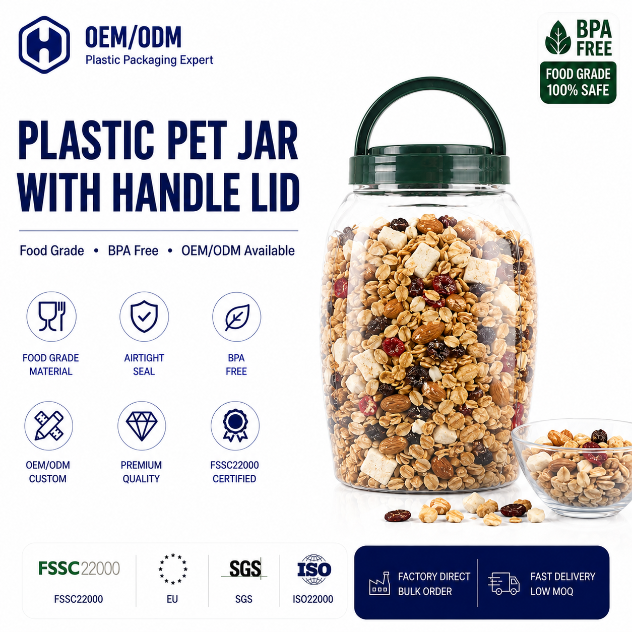 Attractive PET Food Jars For Gummy Candy Hard Sweets Chocolate Confectionery Packaging