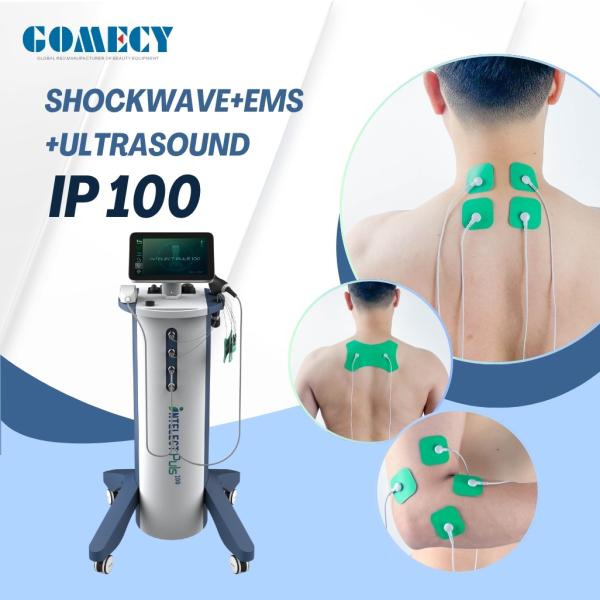 Gomecy Thérapie par ondes de choc Eélectrothérapie Ultrasons 3 en 1 Machine pour le traitement de la douleur chronique et la réparation des tissus avec l'échographie et l'électrothérapie