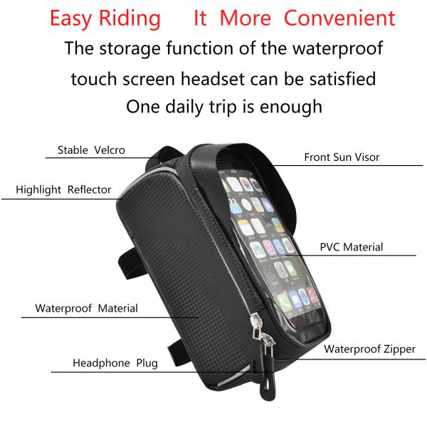 Top Tube Bag Phone Holder Bag With Headphone Hole Window Holder 8x3.2x4.75