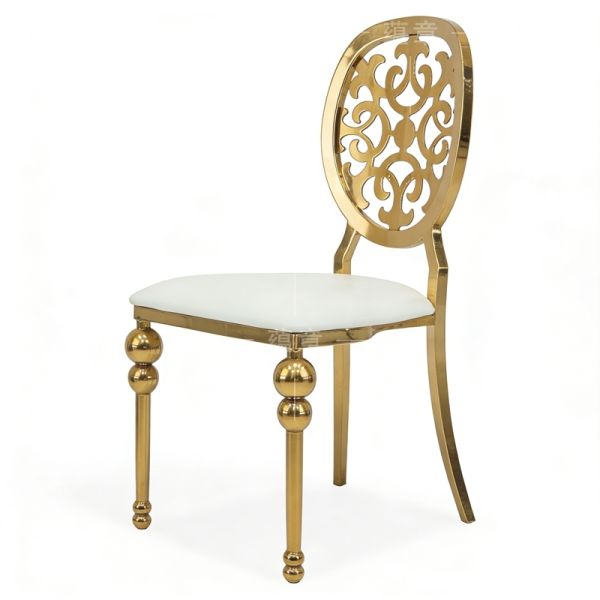 European Luxury Dining Chair Modern Design Stainless Steel Leather PU Material Durable for Outdoor Banquets Restaurants