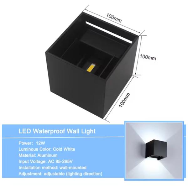 Color Rendering Index Ra 80 Modern Outdoor Wall Light LED Waterproof IP65 Up Down Light