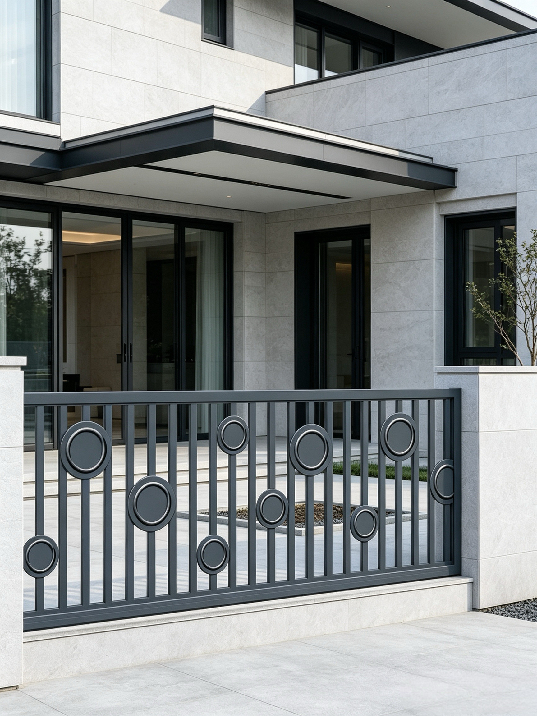 Round Custom Outdoor Aluminum Fence - Minimalist Villa Railing