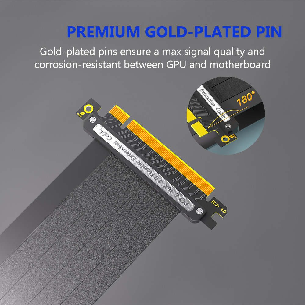 Кабель расширения PCI-E 4.0 Black 16x Shielded для графического процессора