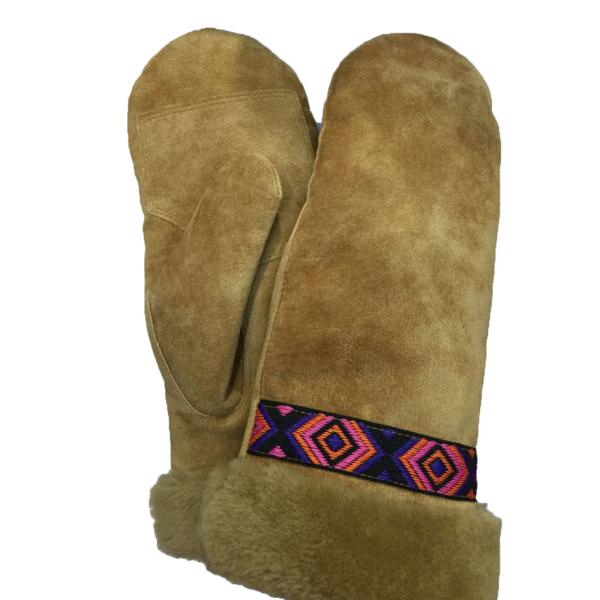 Customized Pig Leather Gloves , Anti Cold Leather Mittens With Wool Liners