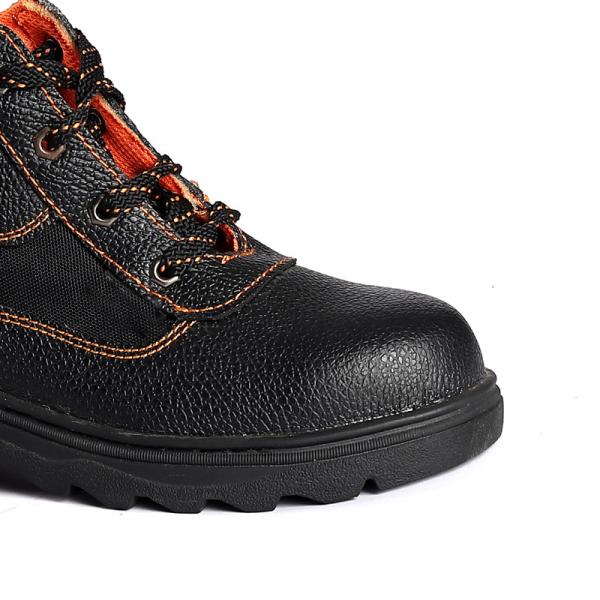 Black Embossed Safety Booty Waterproof Leather Outsole Work Shoes Men