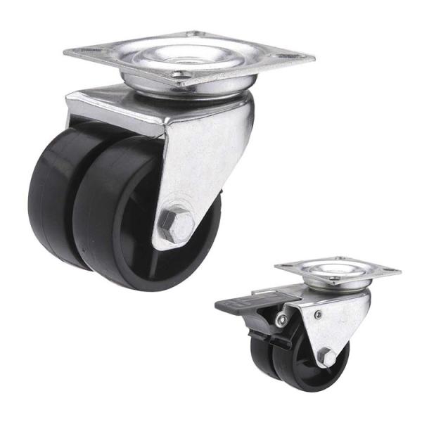 50mm Dual Wheel 70kg Capacity  Plastic Swivel Casters Wheels