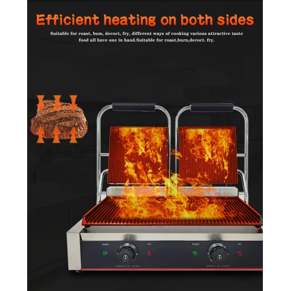 Коммерческий полный канавный электрический гриль с неклеящимся чугунным панни-бургерным прессом