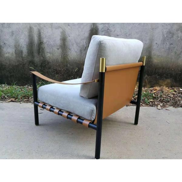 Flou Iko Fiberglass Arm Chair With Tubular Steel Frame / Leather Straps Back