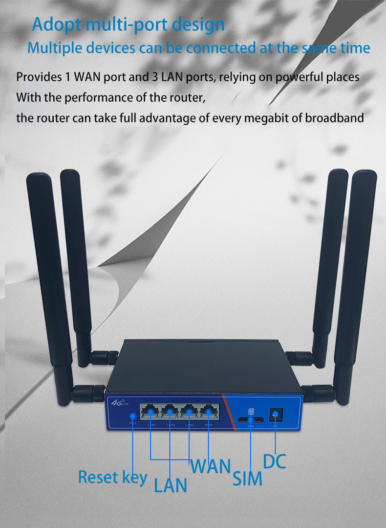 4 маршрутизатора 4g внешних антенн промышленных откалывают систему MT7628 Openwrt со слотом SIM