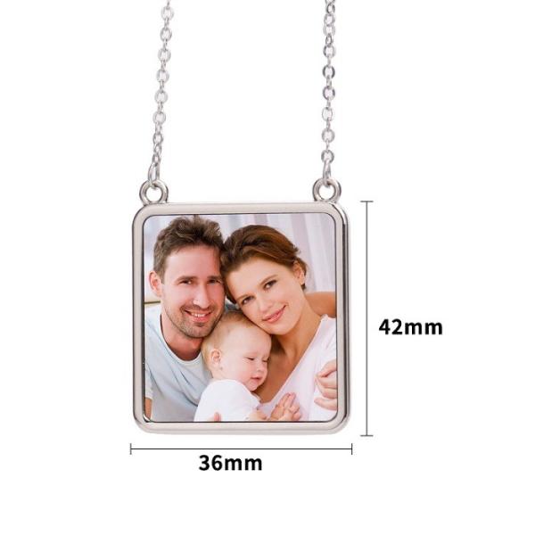 Collar de fotografía personalizado DIY Unisex Sublimación Cuadrado Collar de colgante