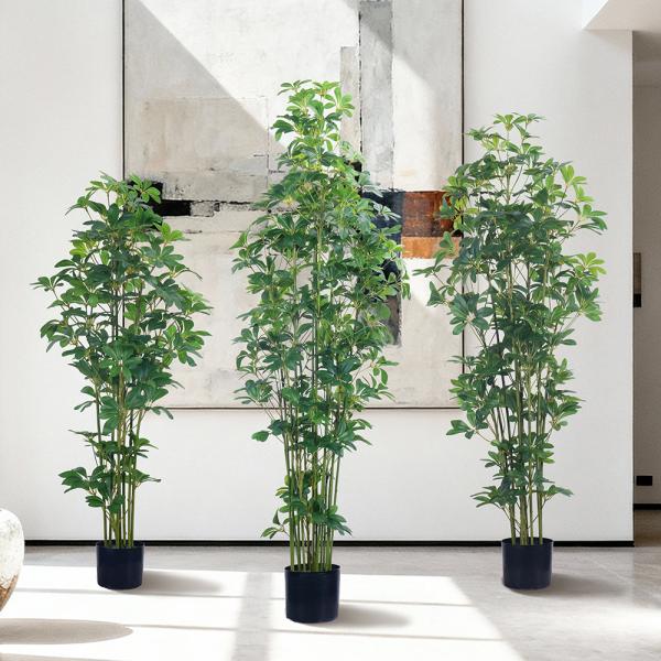 47in 59in 70inTall Real Touch Artificial Schefflera Tree Green Potted Schefflera Plant For Home Decoration
