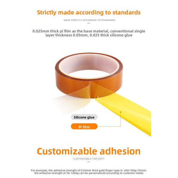 Manufacturer Brown Gold Finger Tape High-temperature Heat-resistant Insulation No Residue Anti-static PI Polyimide Adhesive