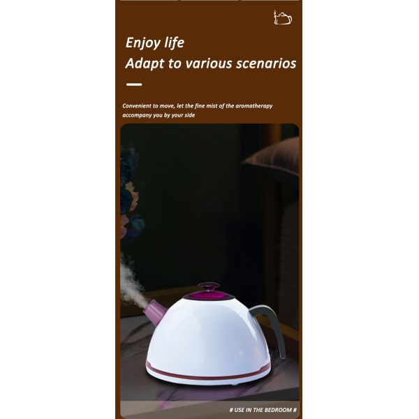 Aroma Diffuser and Humidifier Teapot-Shaped Aroma Diffuser 7-Color LED Simulated Boiling Water for Home
