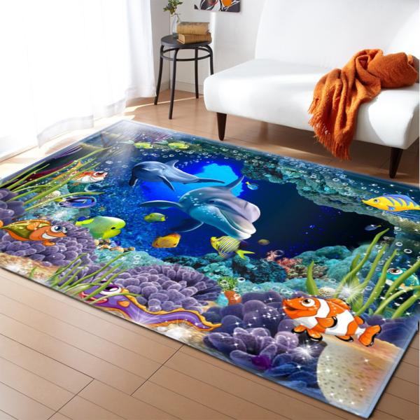 Living room large carpet, bedroom floor mat, scenic, artistic, cute, non slip decorative, and cold insulation mat
