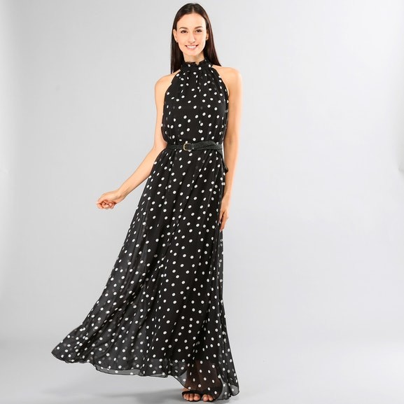Newest Design Women Polka Dot Chiffon Maxi Dress