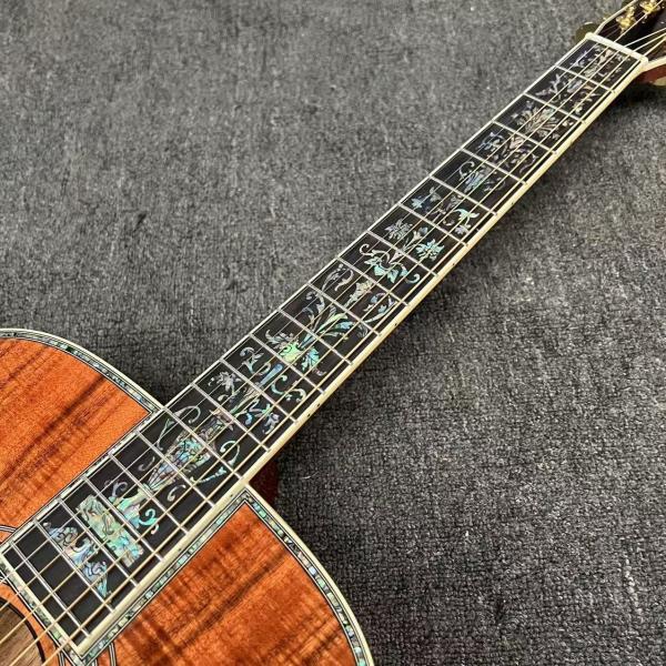 Left Handed D Body Solid Koa Top Acoustic Guitar with KOA Wood Back Side Abalone Binding Life Tree Inlay Deluxe KOA Guitar OEM